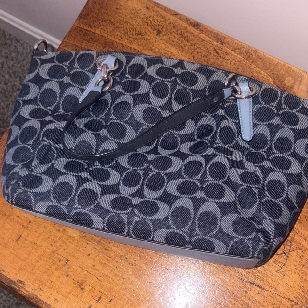 Coach Navy and Black Signature Shoulder Bag - Picture 4 of 8